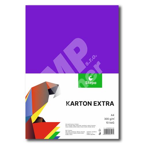 Barevný karton Extra 300g A4, 10listů, mix barev 1