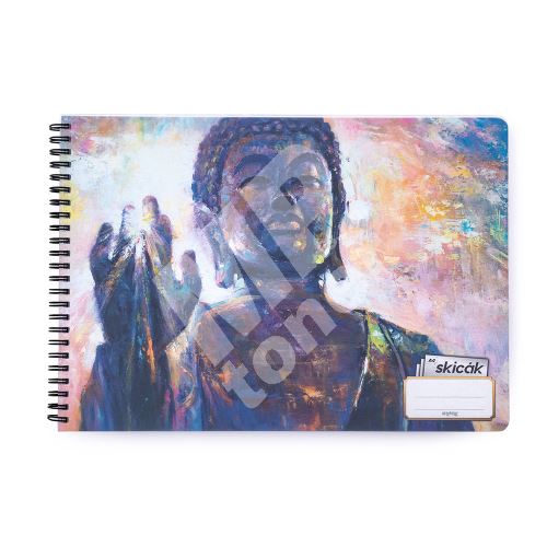 Skicák, spirálová vazba, A4, 50 listů, 190g Budha 1
