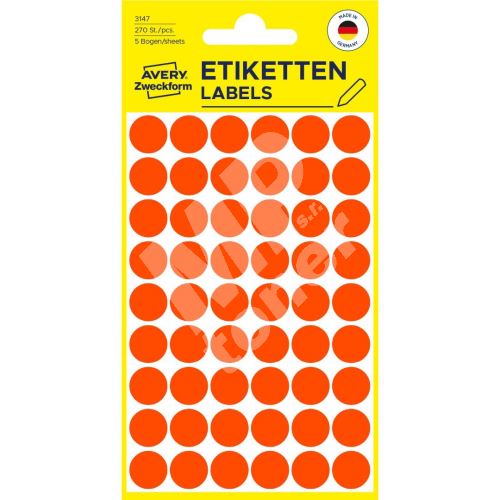 Etikety na ruční popis kolečko průměr 12 mm - světle červené - 3147 1