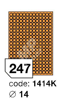 Samolepící etikety Rayfilm Office průměr 14 mm 300 archů, fluo oranžová, R0133.1414KD 1