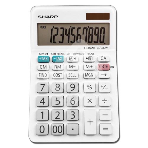Kalkulačka Sharp EL-330W, bílá, stolní, desetimístná 1