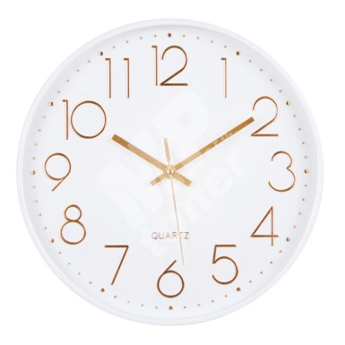 Spoko nástěnné hodiny Trendy, 30,5cm, bílé/růžově-zlaté 1