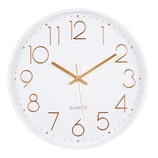 Nástěnné hodiny Spoko Trendy, 30,5cm, bílé/růžově-zlaté