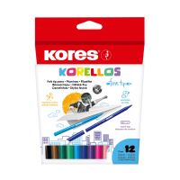 Dětské fixy Kores Korellos, tenký hrot 12 barev Dětské fixy Kores Korellos, tenký hrot 12 barev