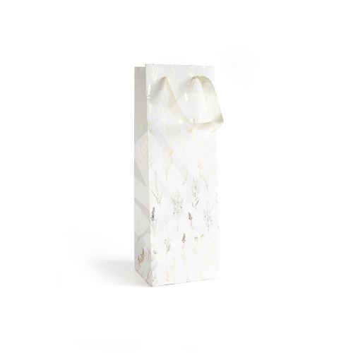 Papírová taška bílá na víno 35x10x12cm, zlatý potisk, 5ks 1