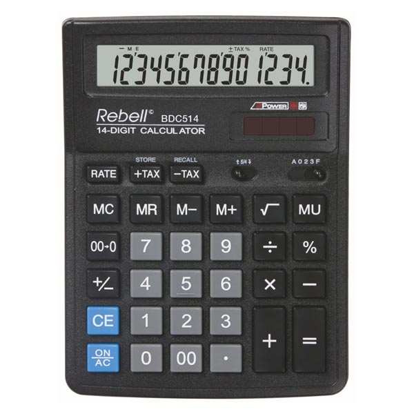 Kalkulačka Rebell RE-BDC514 BX, černá, stolní, čtrnáctimístná