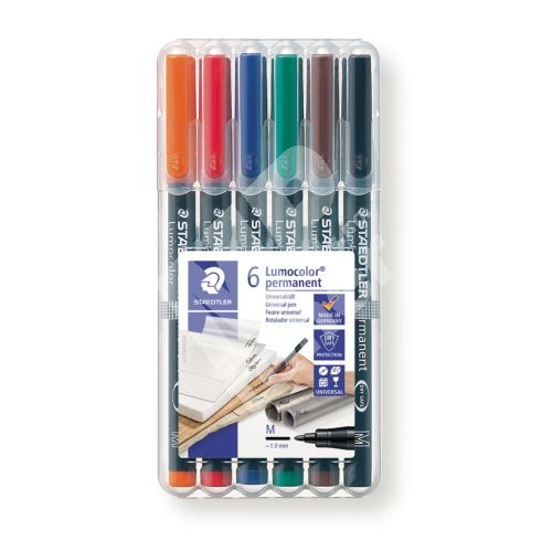 Staedtler Lumocolor 317 M, permanentní popisovač, sada 6 barev, 1mm, OHP 1