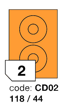 Samolepící etikety Rayfilm Office průměr 118/44 mm 300 archů, fluo oranžová, R0133.CD02D