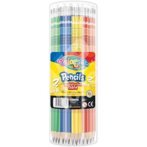 Colorino tužka s násobilkou, kulatá, s pryží, mix barev, 60 ks 2