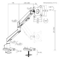 Držák monitoru Brateck LDT62-C012 jedno rameno plynová vzpěra 8 (7)