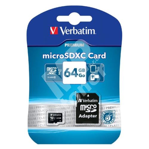Verbatim Micro Secure Digital Card, 64GB, Class 10, 1