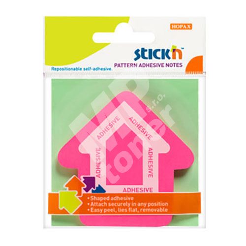 Samolepicí bloček Stick n 360° šipka neonově růžová, 70x70mm 1
