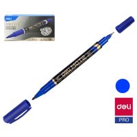 Popisovač Deli Mate modrý oboustranný permanent (3616)