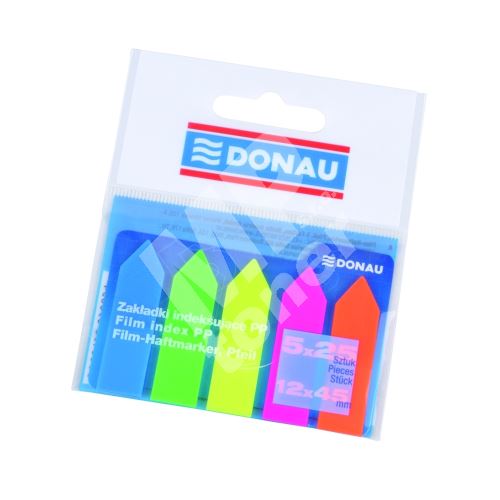 Donau záložky samolepicí šipky, 12 x 45 mm, plastové, mix neonových barev 1