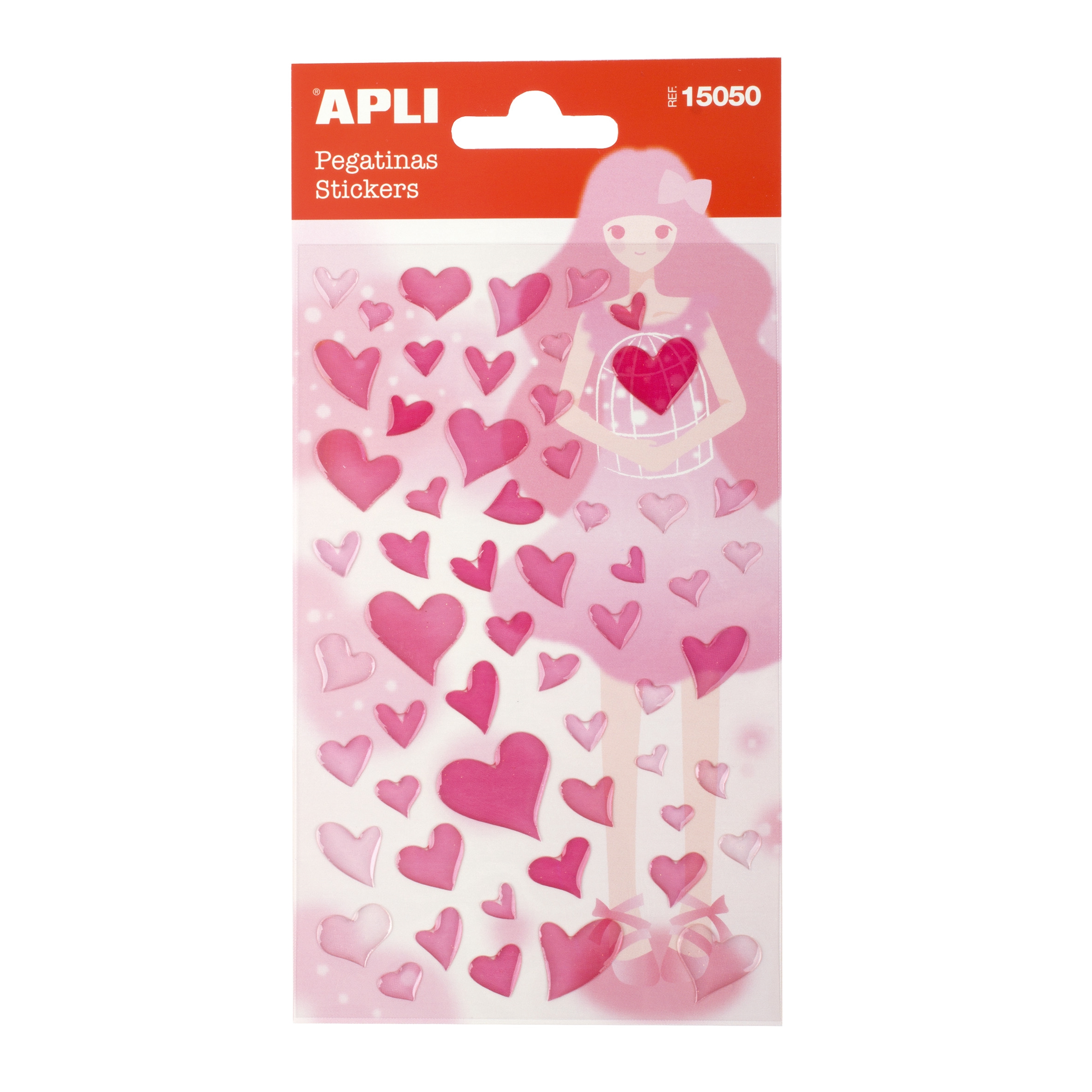 Samolepky Apli - Srdíčka, růžové glitry