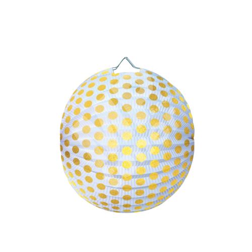 Lampion Luma kulatý 25cm, zlatý puntík 1