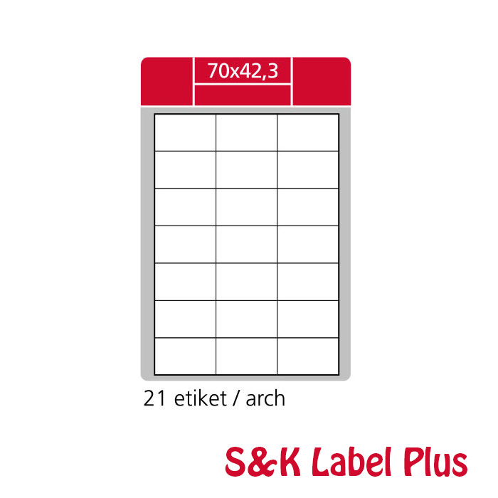 Samolepící etikety SK LABEL Plus A4 70 x 42,3 mm, 100 archů
