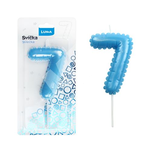 Svíčka č. 7 balónek MODRÁ LUMA 1
