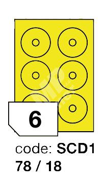 Samolepící etikety Rayfilm Office průměr 78/18 mm 300 archů, matně žlutá, R0121.SCD1D 1