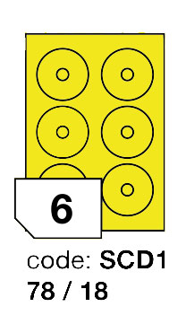 Samolepící etikety Rayfilm Office průměr 78/18 mm 300 archů, matně žlutá, R0121.SCD1D