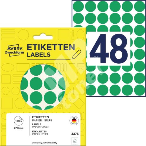 Etikety na ruční popis kolečko průměr 18 mm - zelené - 3376 1