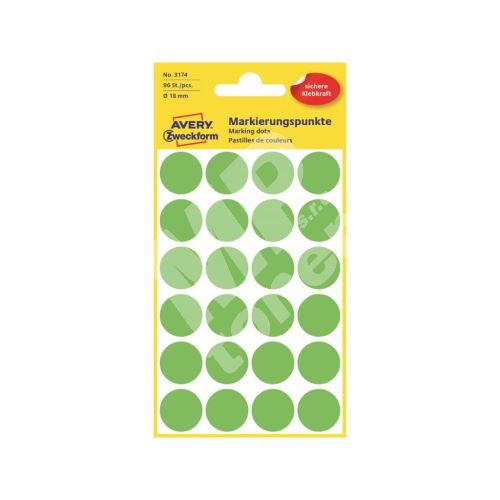 Etikety na ruční popis kolečko průměr 18 mm - světle zelené - 3174 1