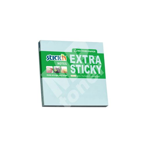 Samolepicí bloček Stick n Extra Sticky recyklovaný pastelově modrý, 76 x 76 mm 1