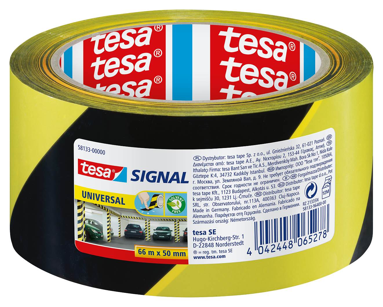 Vyznačovací lepicí páska Tesa Signal, 50 mm x 66 m, žluto-černá