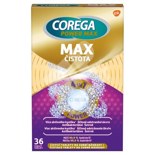 Corega Power Max Max Čistota tablety na čištění zubních náhrad, 36 ks 1