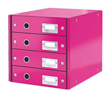 Archivační box zásuvkový Leitz Click-N-Store, 4 zásuvky, růžový