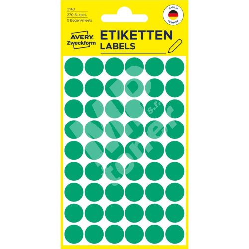 Etikety na ruční popis kolečko průměr 12 mm - zelené - 3143 1