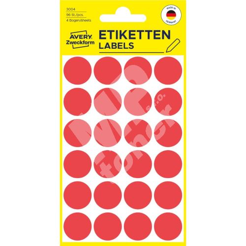 Etikety na ruční popis kolečko průměr 18 mm - červené - 3004 1