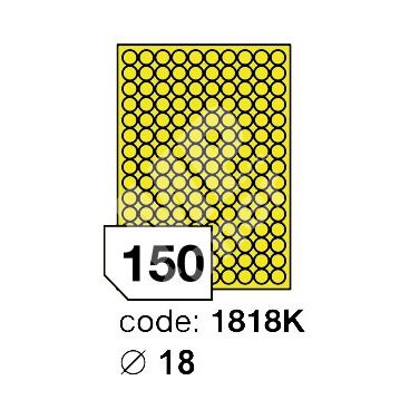Samolepící etikety Rayfilm Office průměr 18 mm 300 archů, fluo žlutá, R0131.1818KD 1
