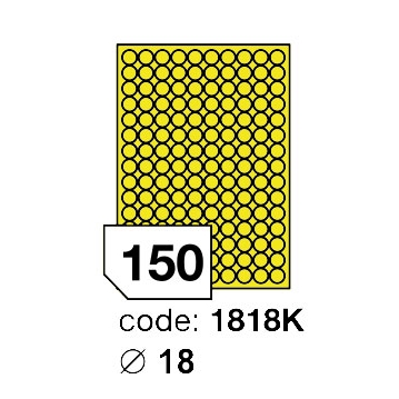 Samolepící etikety Rayfilm Office průměr 18 mm 300 archů, fluo žlutá, R0131.1818KD