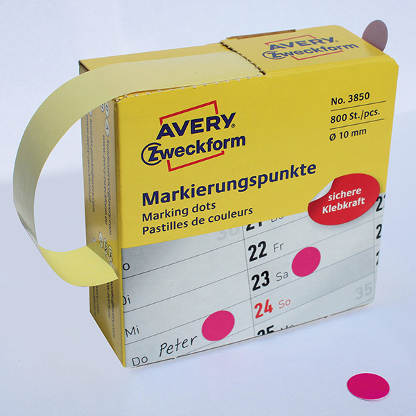 Značkovací etikety Avery Zweckform 10mm, purpurové, 800 etiket, pro ruční popis - 3850