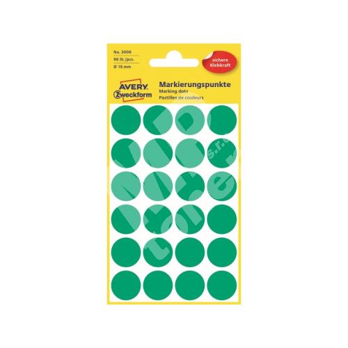 Etikety na ruční popis kolečko průměr 18 mm - zelené - 3006 1