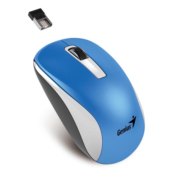 Myš Genius NX-7010, optická, 3tl., 1 kolečko, bezdrátová, modrá