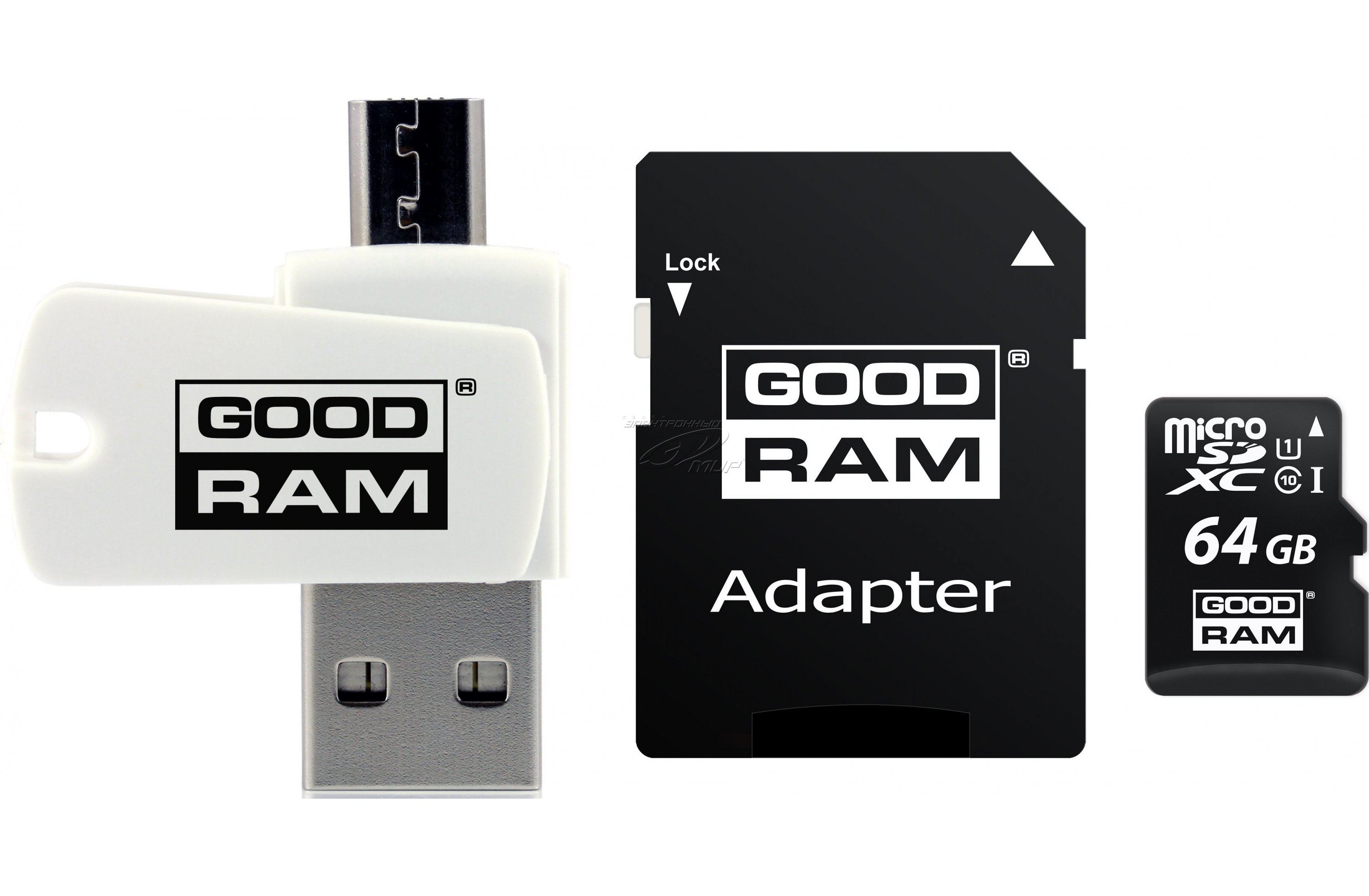 64GB Goodram All-In-One, sada micro SDXC adaptéru a čtečky karet, M1A4-0640R11, UHS-I