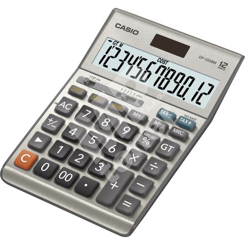 Kalkulačka Casio DF 120 B MS, stříbrná, stolní, dvanáctimístná 1