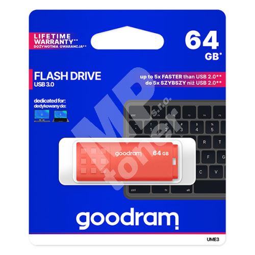 64GB Goodram UME3, USB flash disk 3.0, oranžová 1