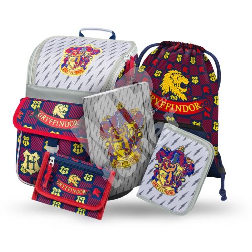 Set 5dílný Baagl Zippy, Harry Potter Nebelvír, aktovka, penál, sáček, desky, 1