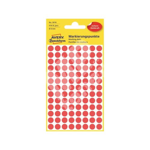 Etikety na ruční popis kolečko průměr 8 mm - červené - 3010 1