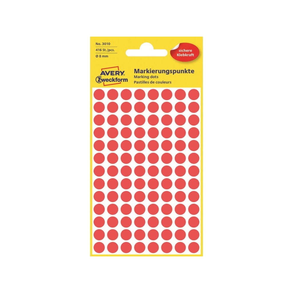 Etikety na ruční popis kolečko průměr 8 mm - červené - 3010