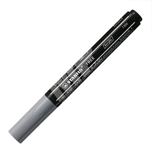 STABILO FREE Acrylic akrylový popisovač T300 Kulatý hrot 2-3 mm - tmavě šedý 1