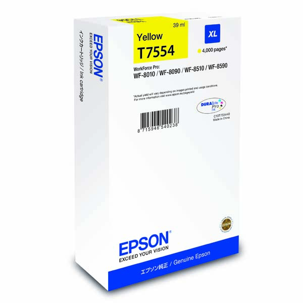 Inkoustová cartridge Epson C13T755440, WF-8590, WF-8090, WF-8510, yellow, XL, originál