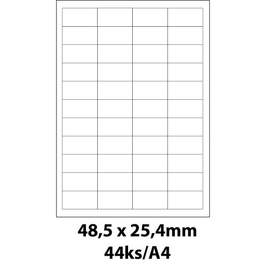 Print etikety Emy 48,5x25,4 mm, 44ks/arch, 100 archů, samolepící
