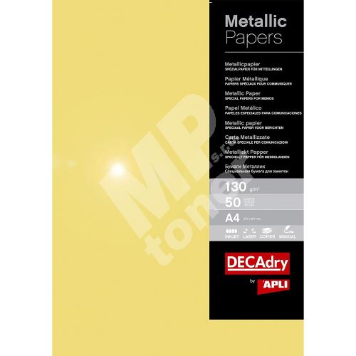 Papír metalický Apli, A4, 130g, zlatý 1