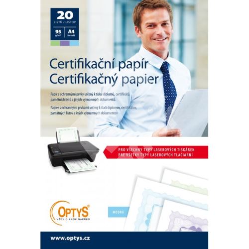 Certifikační papír A4, 20 listů, modrý, OP1576 1