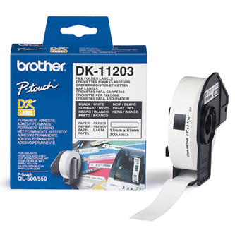 Papírové štítky Brother DK11203, 17mm x 87mm, bílá, 300 ks, pro tiskárny řady QL