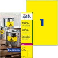 Etikety AVERY 210 x 297 mm odolné vlivům počasí, žluté - L6111-20